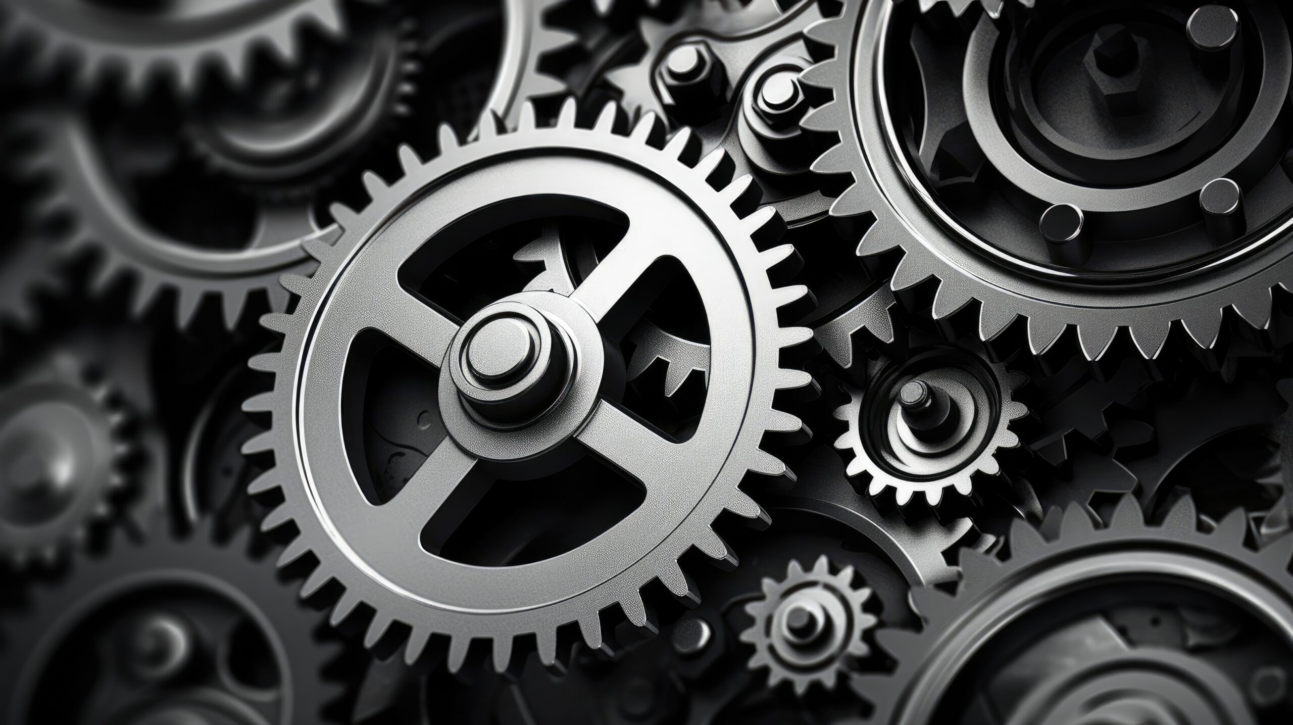retro black and white background of industrial cogs or gears with movement